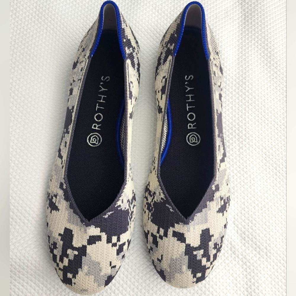 ROTHY'S Round Toe Ash Gray Camo Flats Shoe Size 10 - Picture 2 of 8